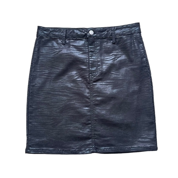 Topshop Women’s Zebra Print Coated Black Mini Skirt Size 8 Tall Night Out Disco - Picture 3 of 9